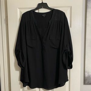Torrid Harper Tab Sleeve Blouse Black 4